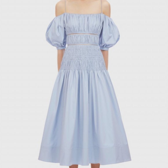 Self-Portrait Dresses & Skirts - Self-Portrait Cotton Poplin Midi Dress
